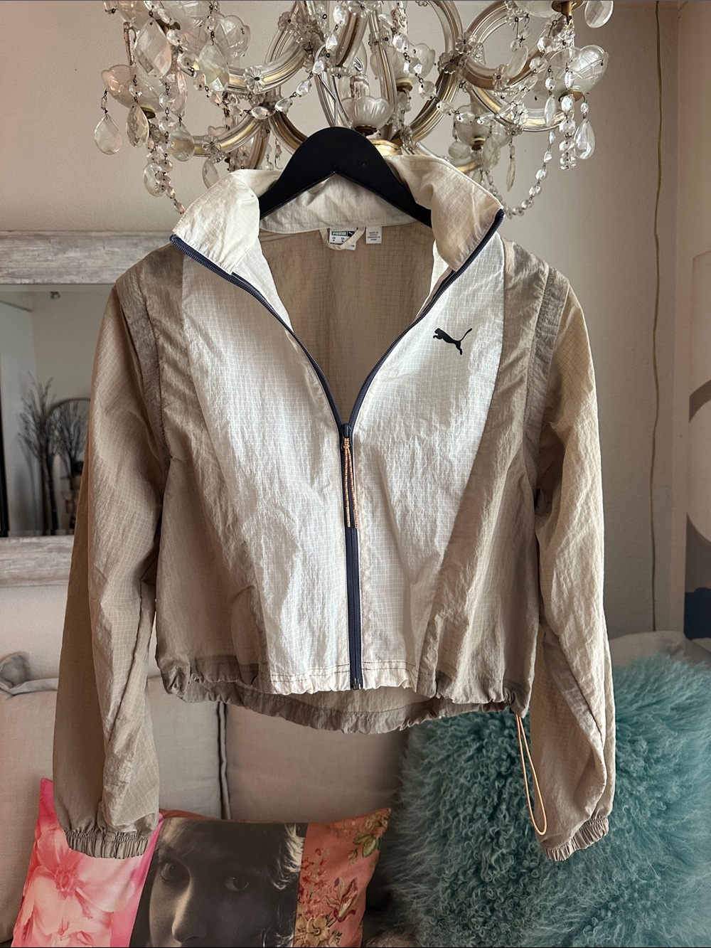 Puma Two-Tone Beige and Cream Windbreaker Jacket